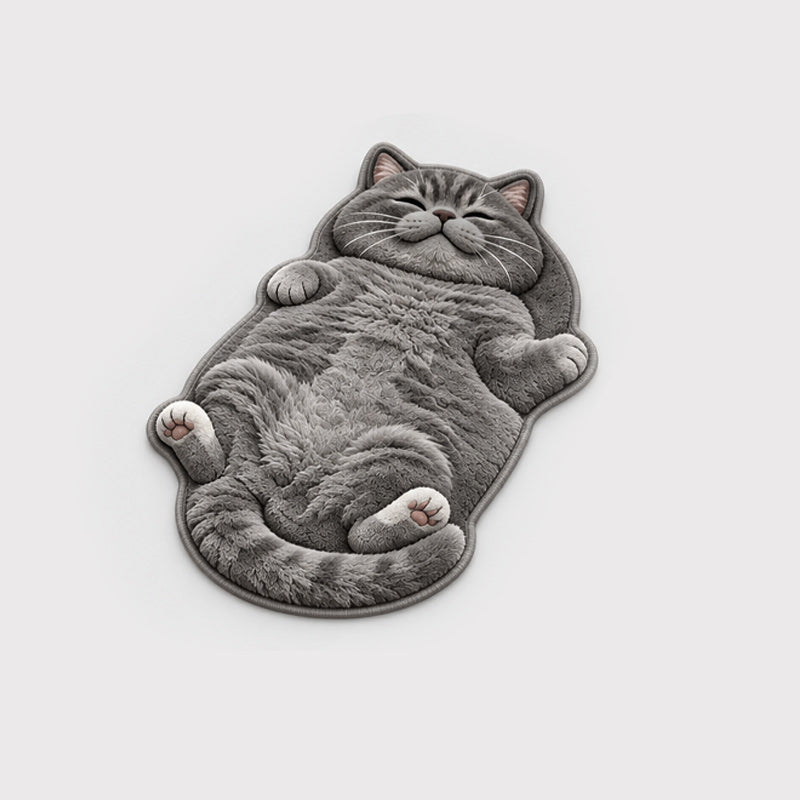 🐱 Cat-Shaped Absorbent Floor Mat – A Sleepy Cat Welcome for Your Doorway or Bedside