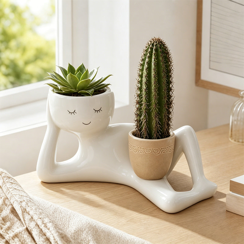 🌵Lazy Lounger Face Planter(Creative Double-Pot Edition) ✨