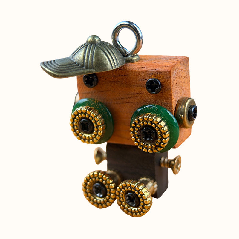 🤖 Handmade Original Cute Punk Robot Wooden Pendant
