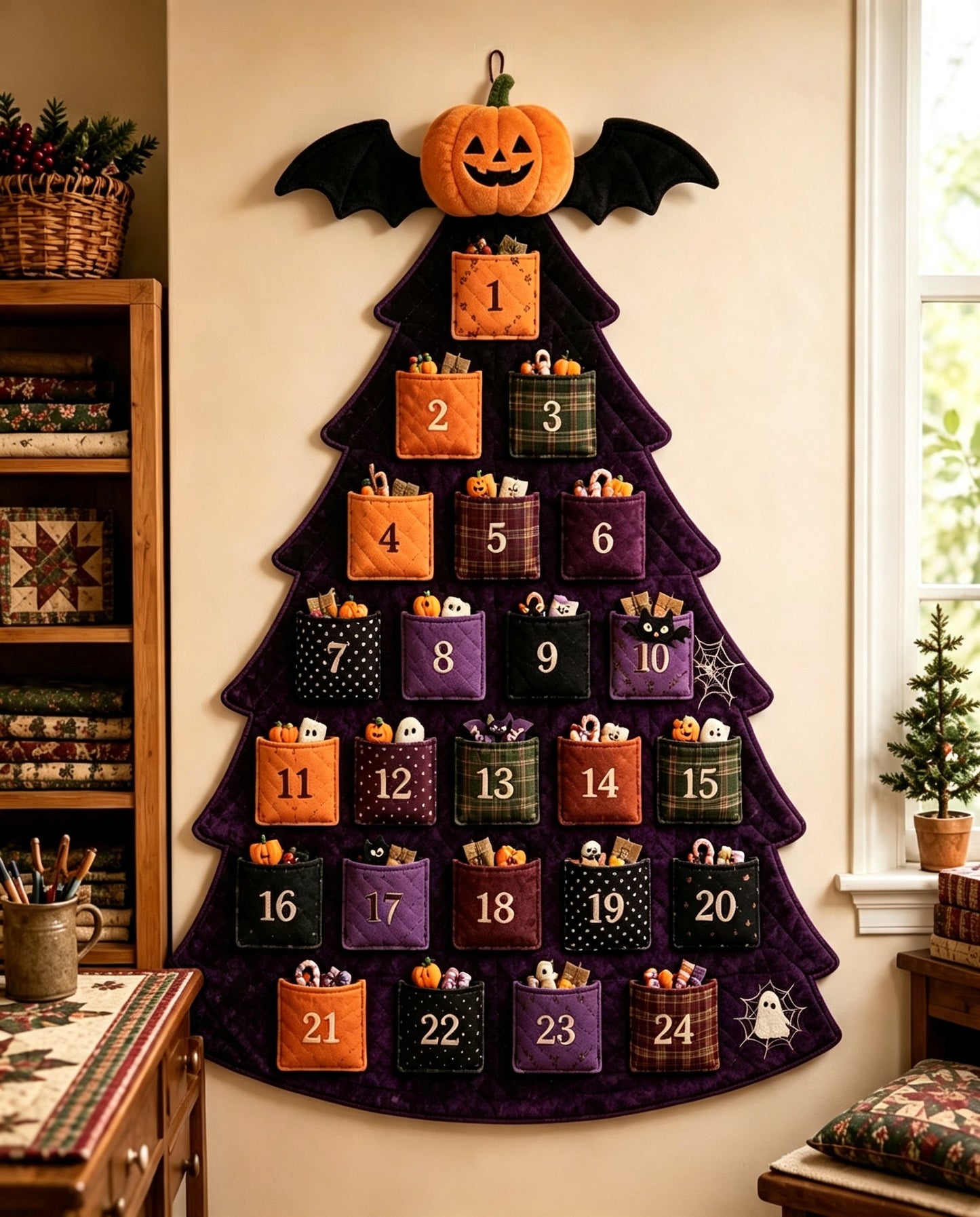 🧵🎄DIY 24-Pocket Fabric Christmas Advent Tree Kit— Craft Your Own Family Keepsake! ✨