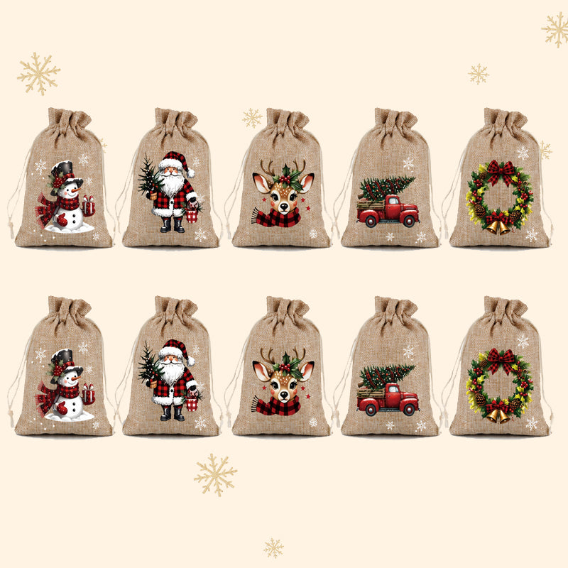 🎄pull, tie, and make every little gift feel more festive-Christmas Drawstring Gift Bags🎁