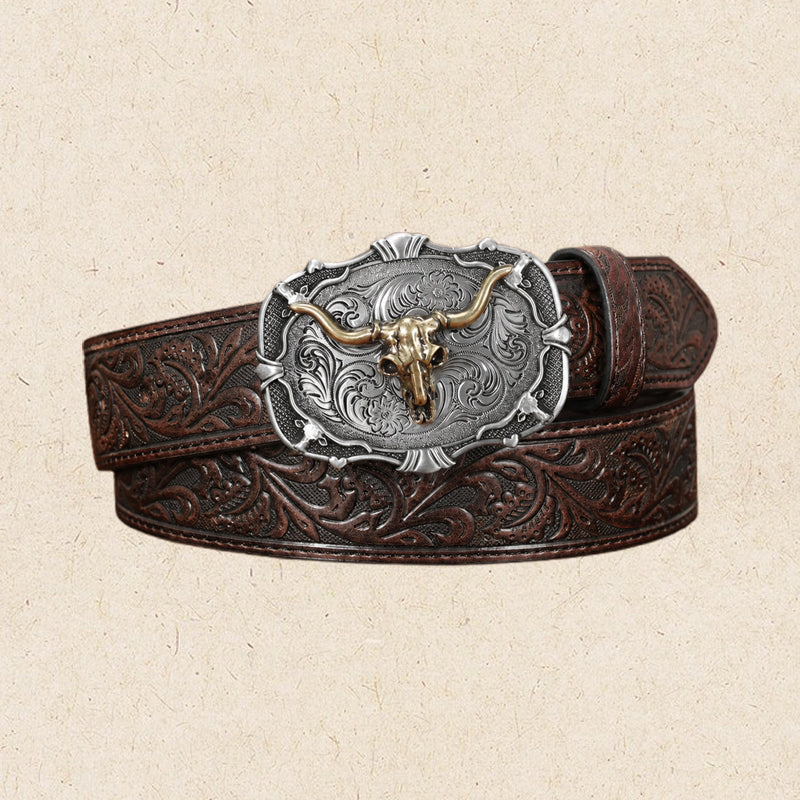 🤠🐂 Vintage Western Cowboy Bull Head Belt – a rugged statement piece for your everyday style