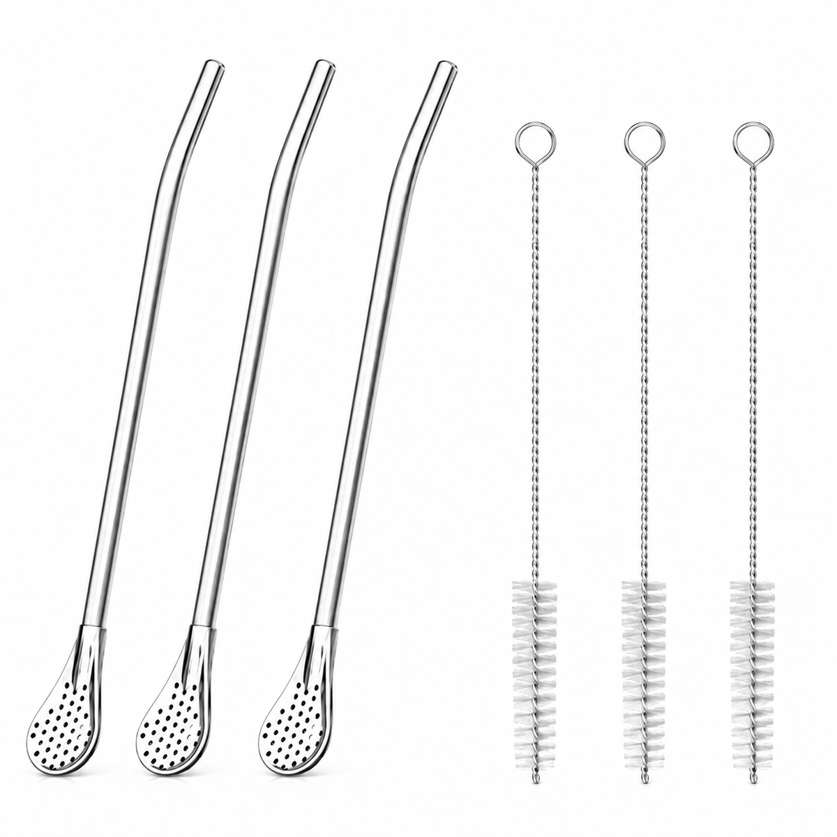 🥤2-in-1 Stainless Steel Straw & Spoon- Built-in Filter, Stirrer & Cleaning Brush