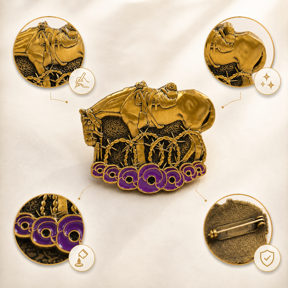 🐴💜 War Horse Remembered Brooch — Honour the Silent Heroes Who Served