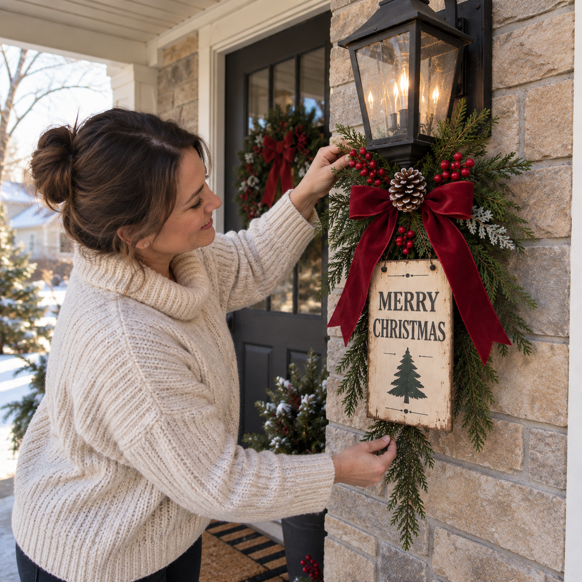 🎄🏮 Vintage Christmas Lantern Swag--make your entrance feel like Christmas again