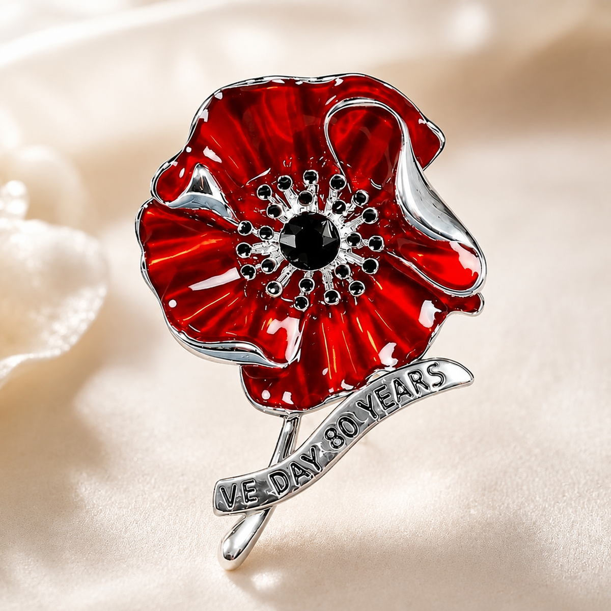 ๐๏ธ๐บ 80 Years of Freedom โ VE Day Anniversary Poppy Brooch