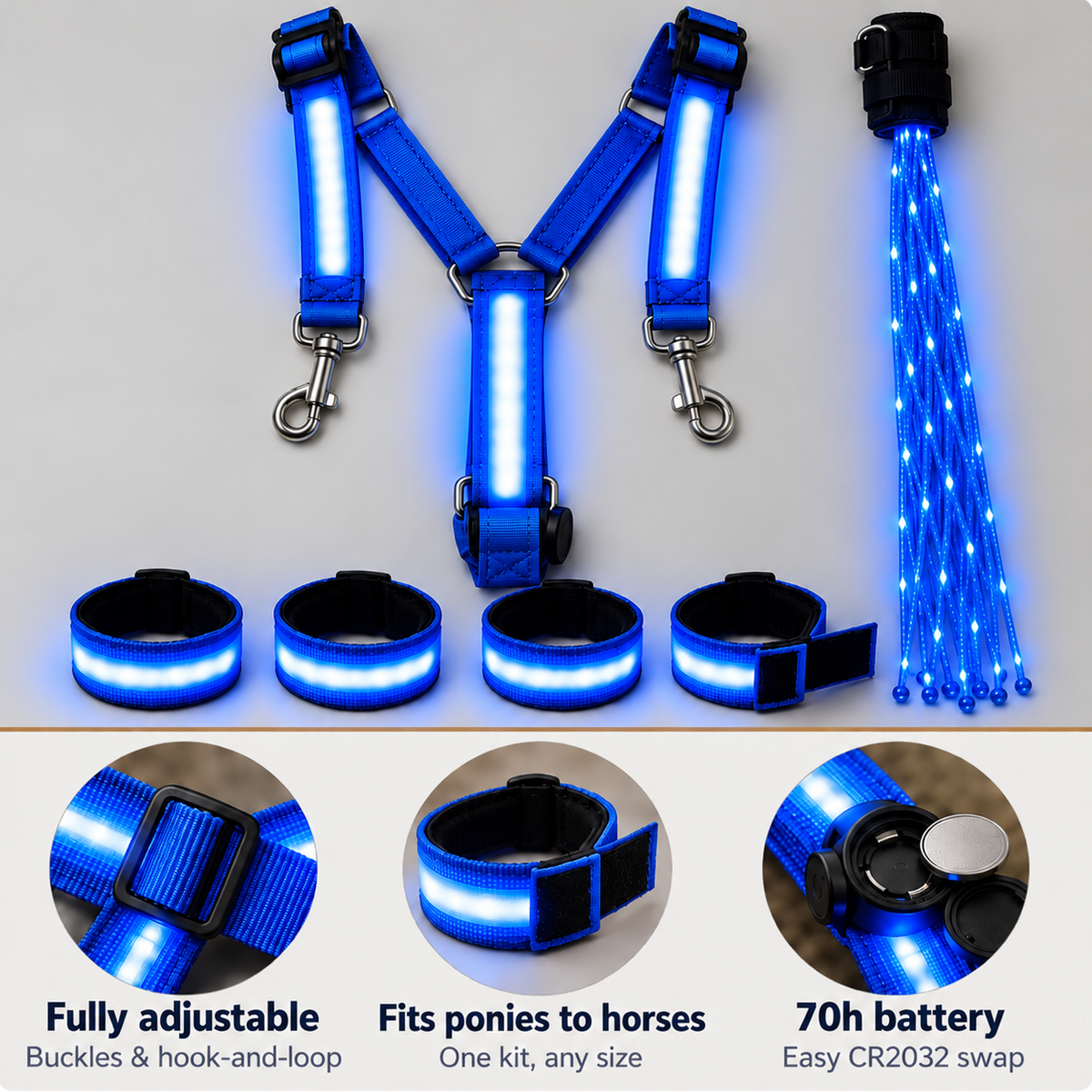 🐎 Light-Up Horse Riding Set – Stand Out and Stay Visible on Evening Rides