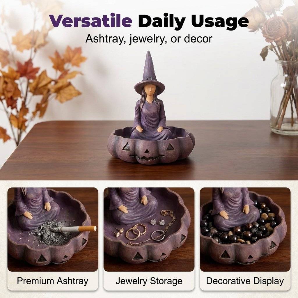 ๐ง Witch Pumpkin Storage Tray - Resin Halloween decorations