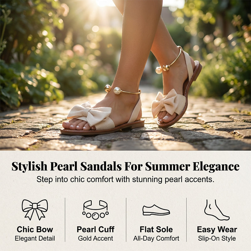 🔥Hot Selling | 👠 Stylish Pearl-colored Sandals With An Ankle Strap