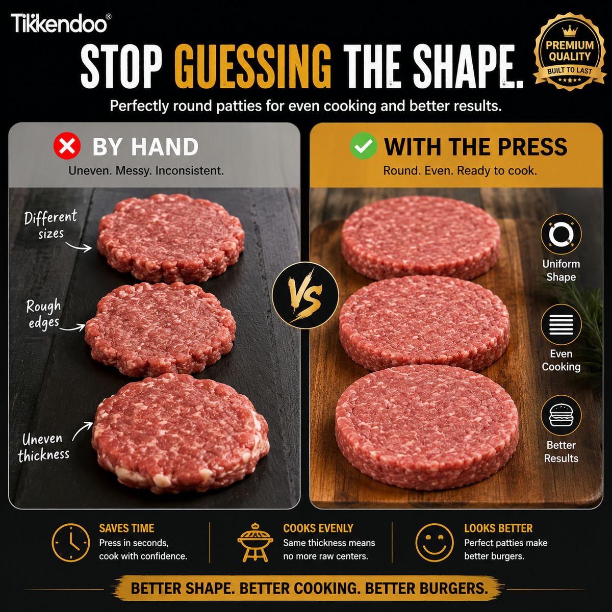 🍔⭕ Manual Burger Patty Press — Perfectly Round Patties, Every Single Time