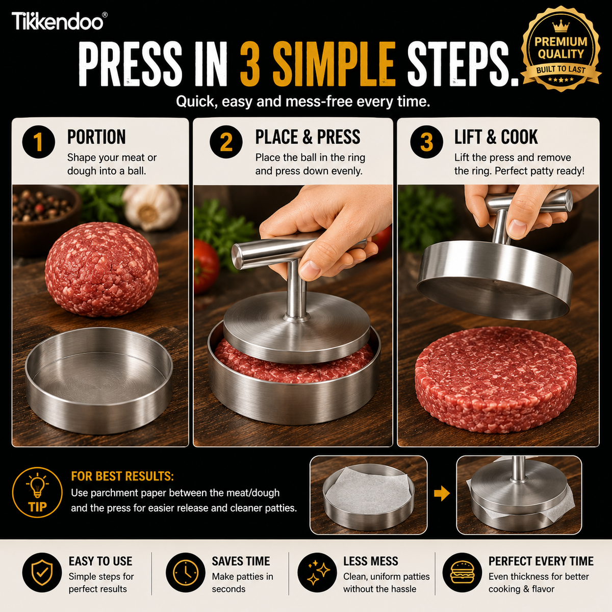 🍔⭕ Manual Burger Patty Press — Perfectly Round Patties, Every Single Time
