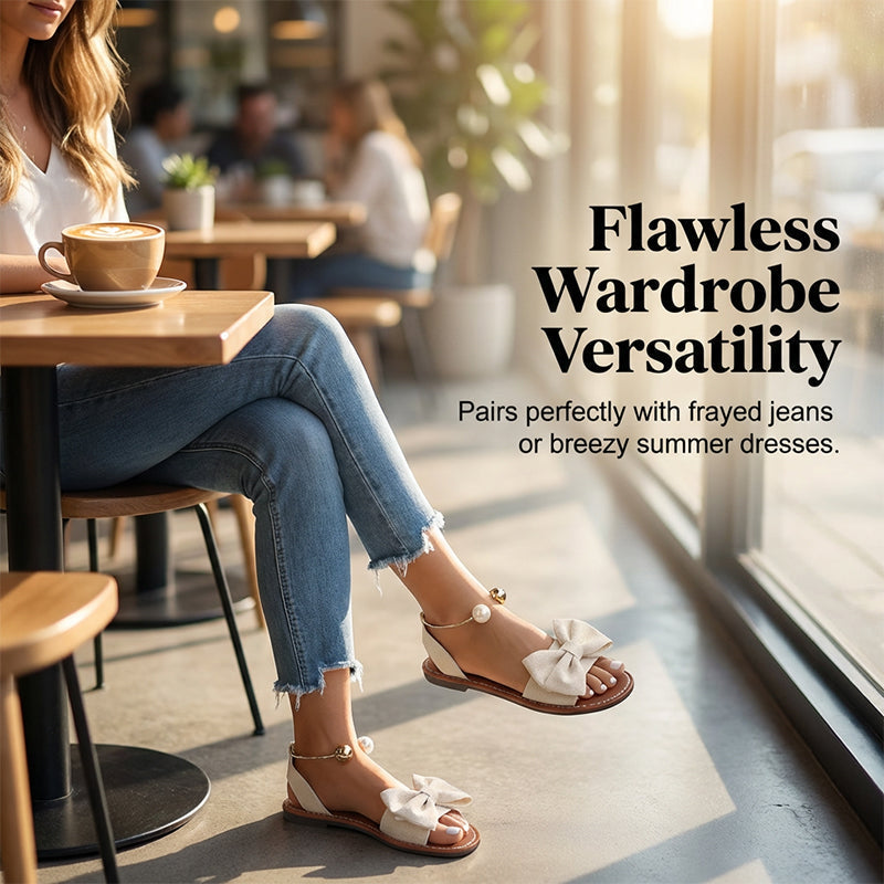 🔥Hot Selling | 👠 Stylish Pearl-colored Sandals With An Ankle Strap