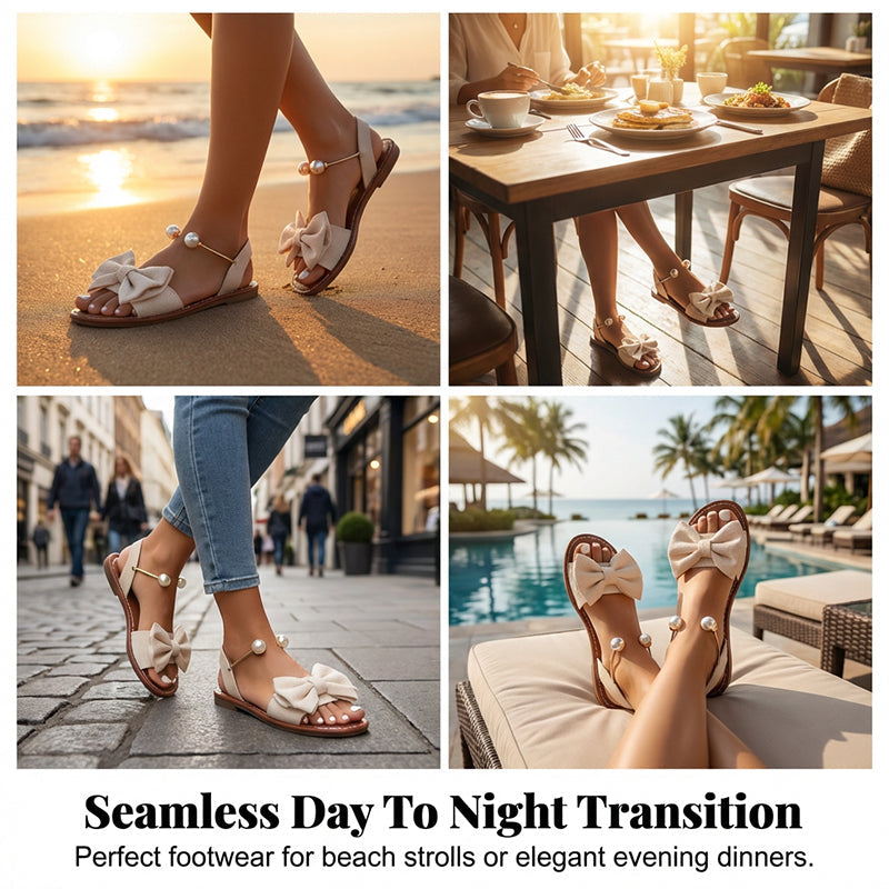 🔥Hot Selling | 👠 Stylish Pearl-colored Sandals With An Ankle Strap