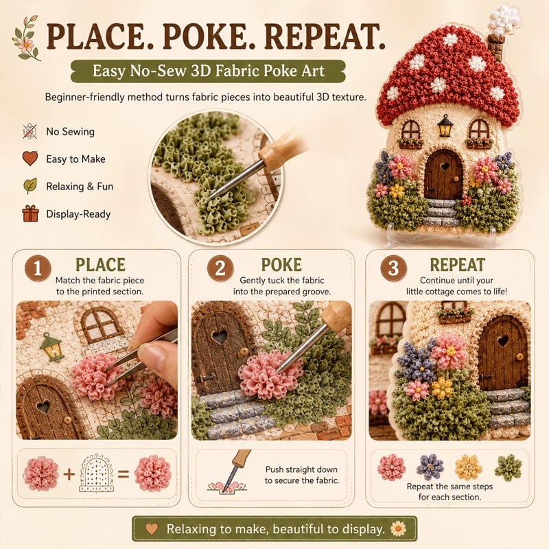 🏡Seamless 3D Textile Art Kit Fairy Village ✨