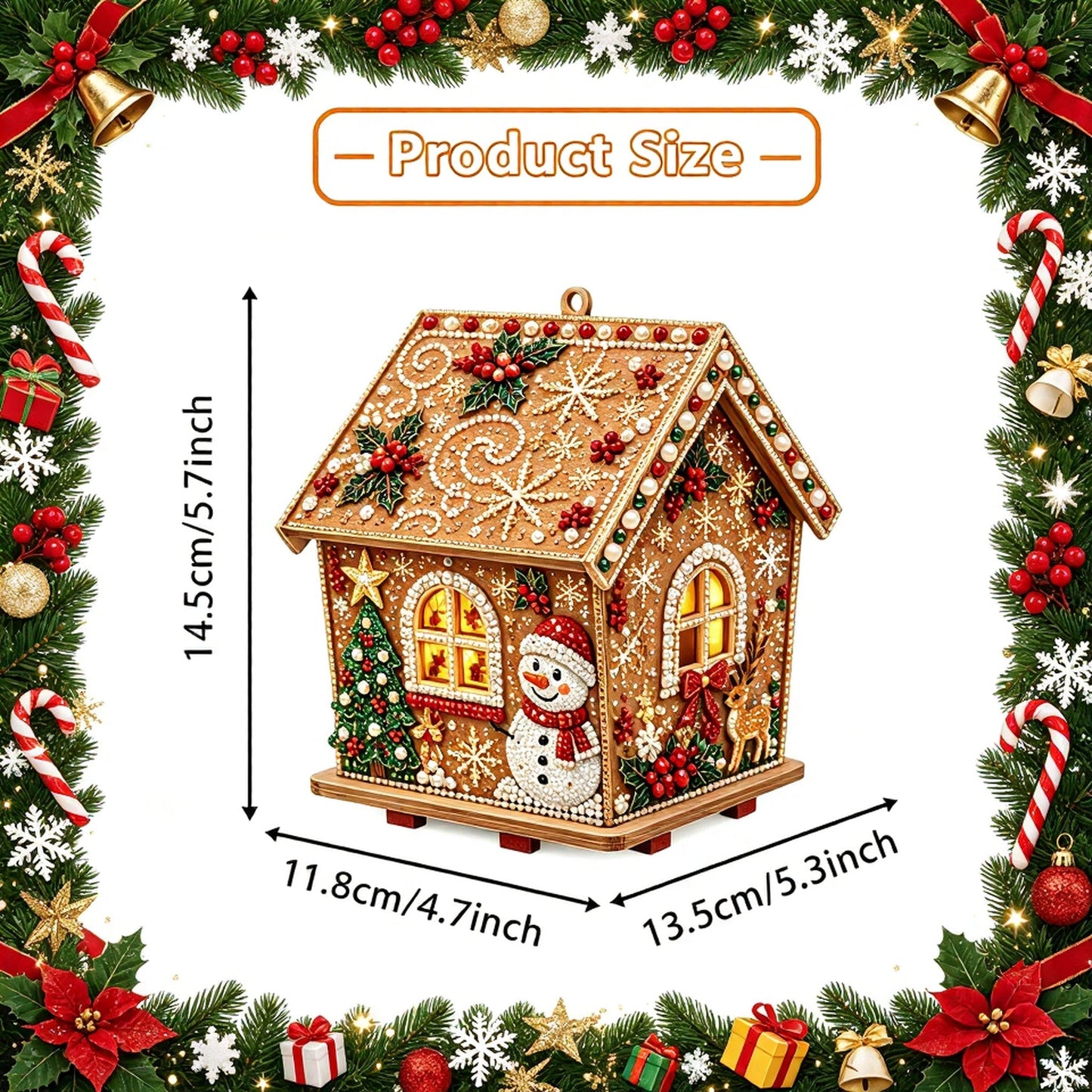✨ Christmas Wooden House 3D Diamond Art DIY Kit — Craft Your Own Sparkling Holiday Display! 🎄✨