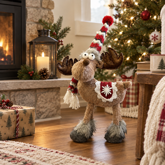🦌🎄 Christmas Moose Figurines--a whimsical pair for cosy holiday décor