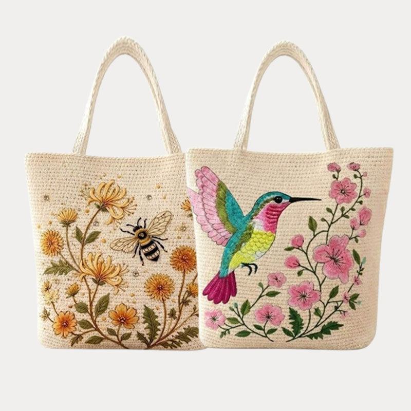 🔥Last Day 49% OFF-🐝 Handmade Crochet Bee Embroidered Tote Bag (✨2026 Limited Edition)