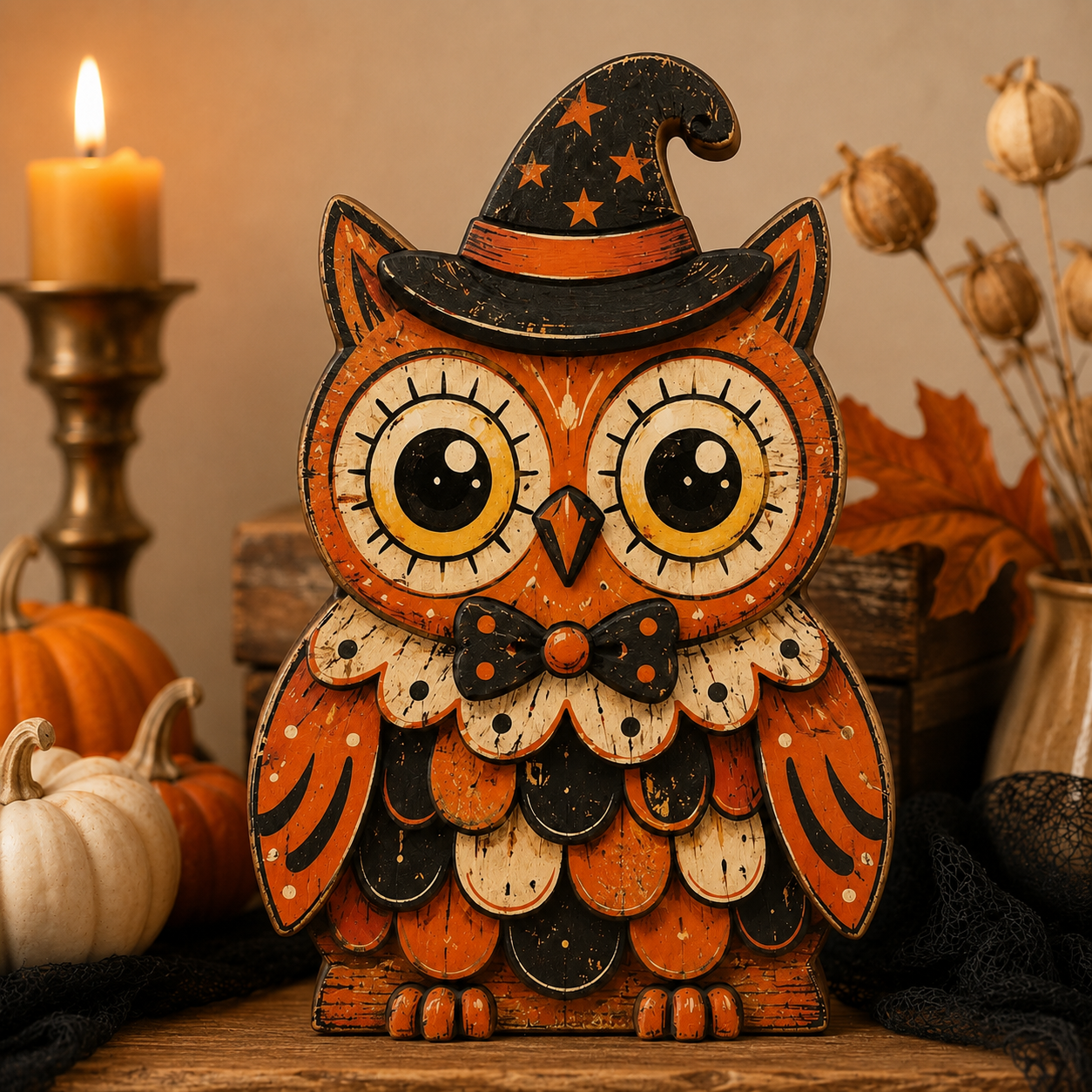 🎃 Vintage Wooden Halloween Figurines — Add Retro Nostalgic Charm to Your Tabletop! 🍂