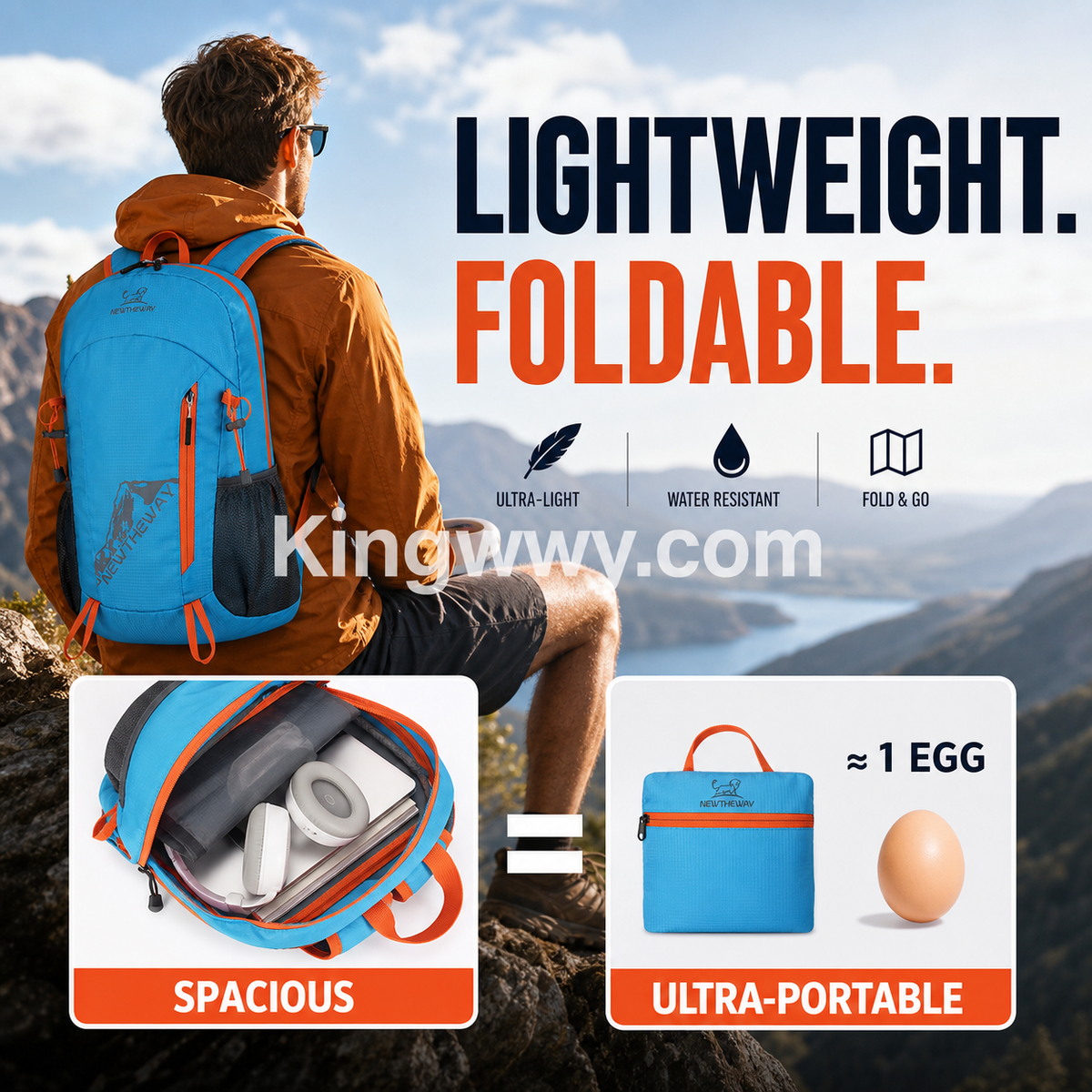 🎒🥚 Foldable Waterproof Hiking Backpack — folds down to egg‑size, travel light