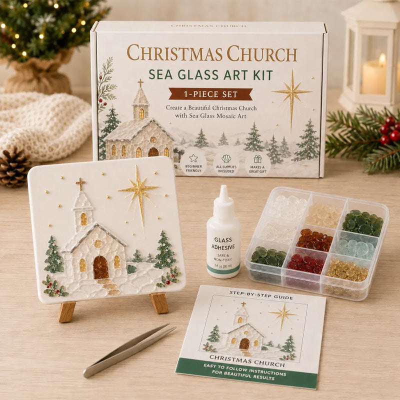 🎄DIY Winter Sea Glass Art Craft Kit – Festive Holiday Designs! ✨