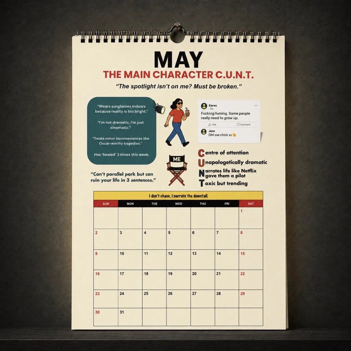 📅😂 2027 "C.U.N.T." Wall Calendar — 365 days of brutal honesty and unfiltered laughs