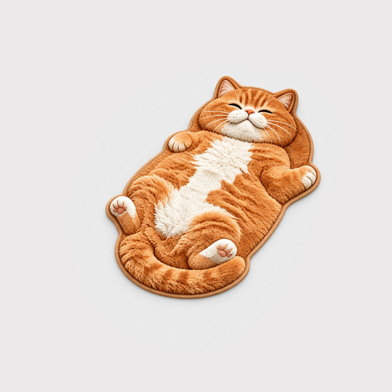 🐱 Cat-Shaped Absorbent Floor Mat – A Sleepy Cat Welcome for Your Doorway or Bedside
