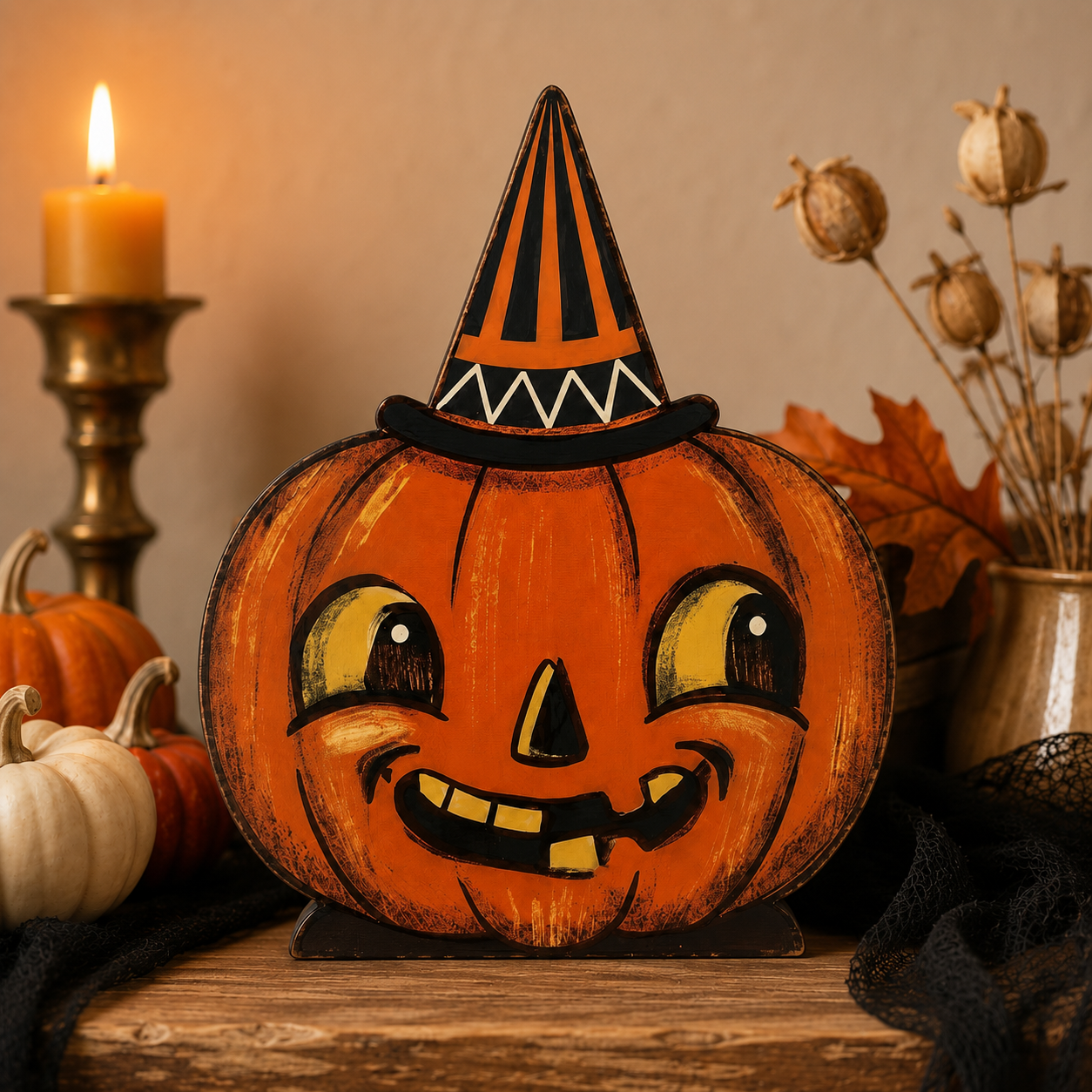 🎃 Vintage Wooden Halloween Figurines — Add Retro Nostalgic Charm to Your Tabletop! 🍂