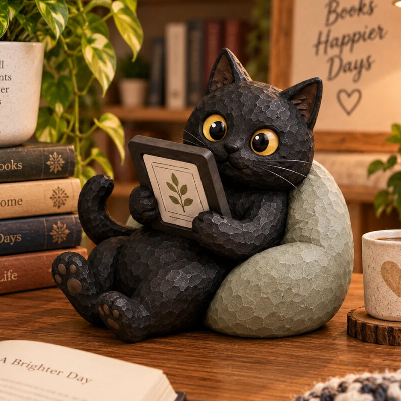 🐱📚Reading Cat Figurine – Always Time for One More Chapter