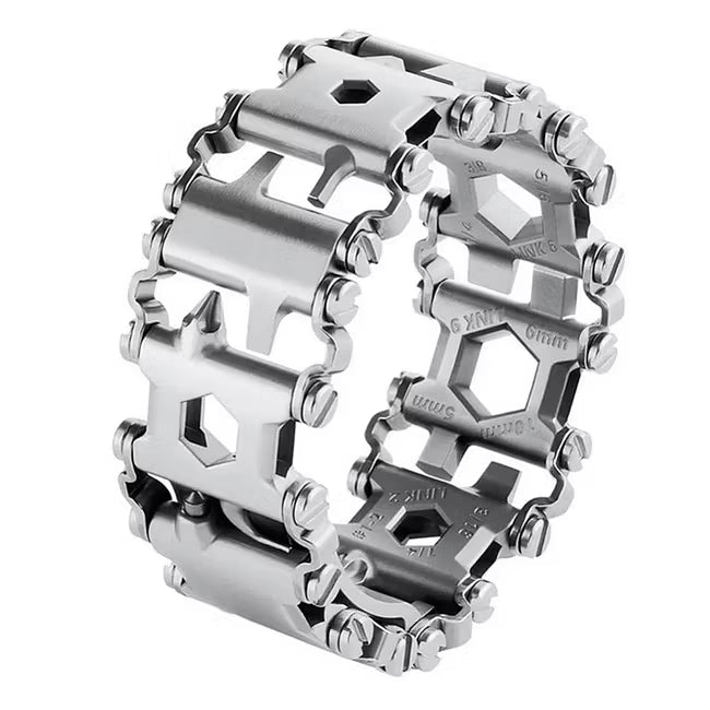 🛠️ Stainless Steel Modular Multitool Bracelet – Wearable EDC Utility Wristband