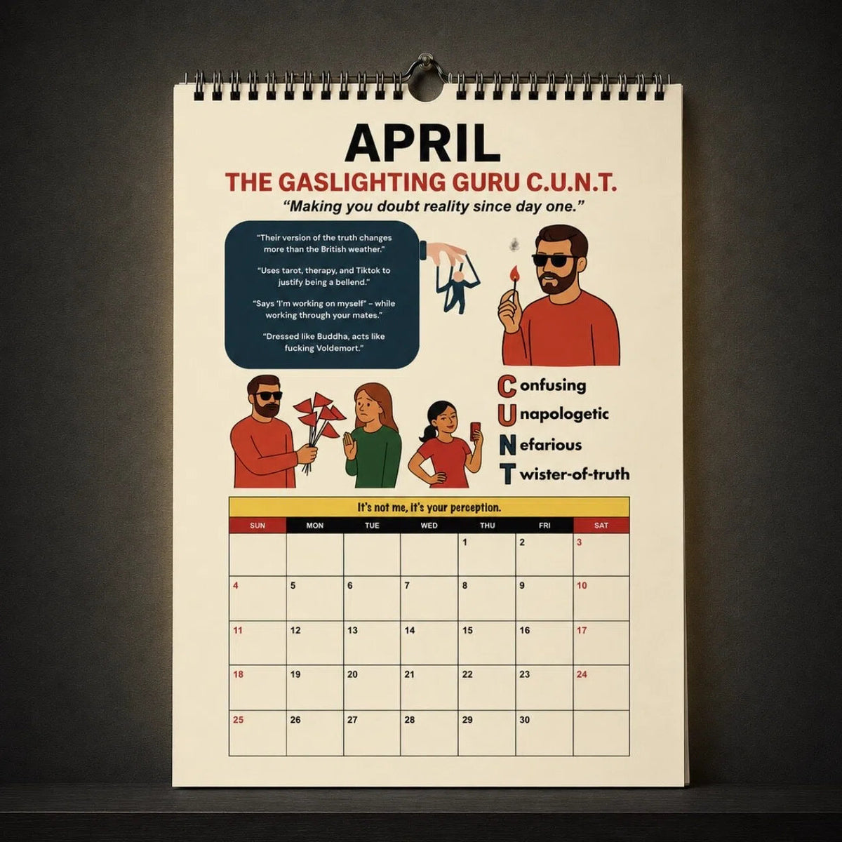 📅😂 2027 "C.U.N.T." Wall Calendar — 365 days of brutal honesty and unfiltered laughs