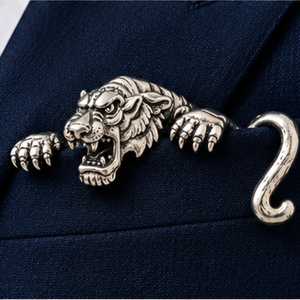🐊✨ Sculptural Animal Metal Pocket Square