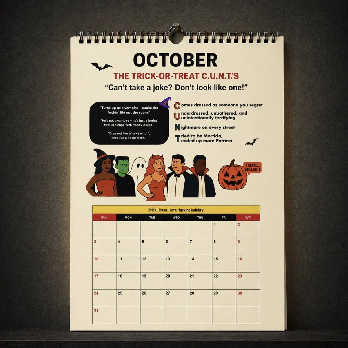 📅😂 2027 "C.U.N.T." Wall Calendar — 365 days of brutal honesty and unfiltered laughs