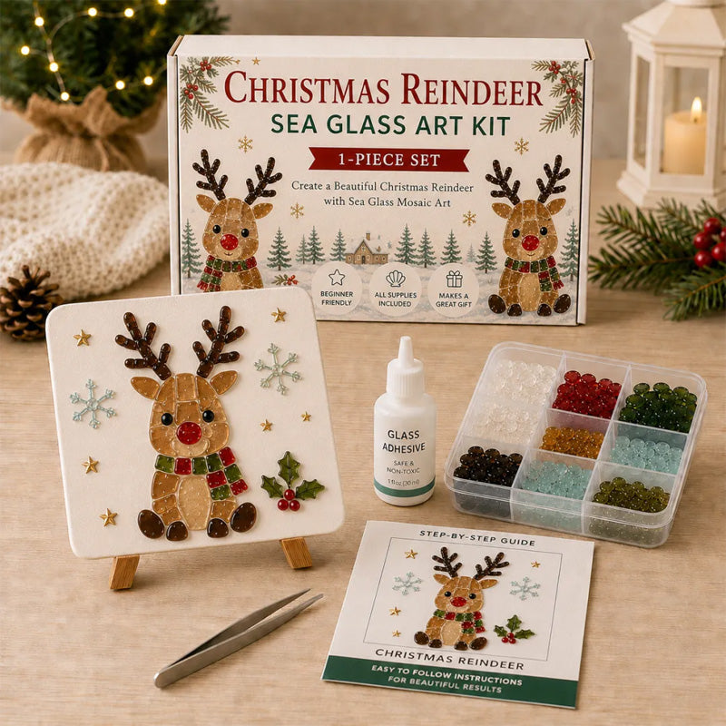 🎄DIY Winter Sea Glass Art Craft Kit – Festive Holiday Designs! ✨