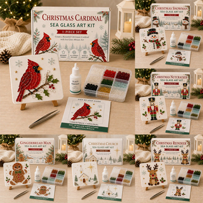 🎄DIY Winter Sea Glass Art Craft Kit – Festive Holiday Designs! ✨