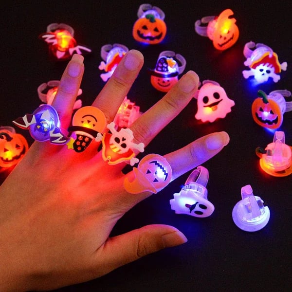 🎁50-Piece Halloween LED Light-Up Ring Set – The Ultimate Glowing Party Treat! 🎃✨