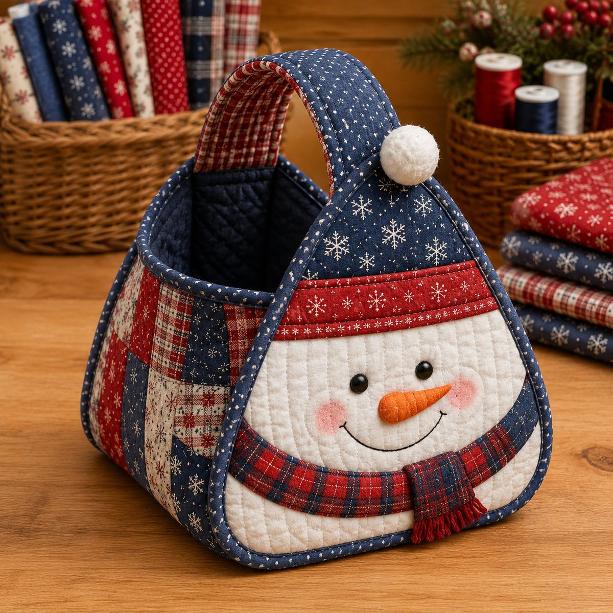 🎄 Christmas Quilted Carry Basket-Choose DIY Kit or Finished Basket for ultimate holiday cheer! ✨🧵