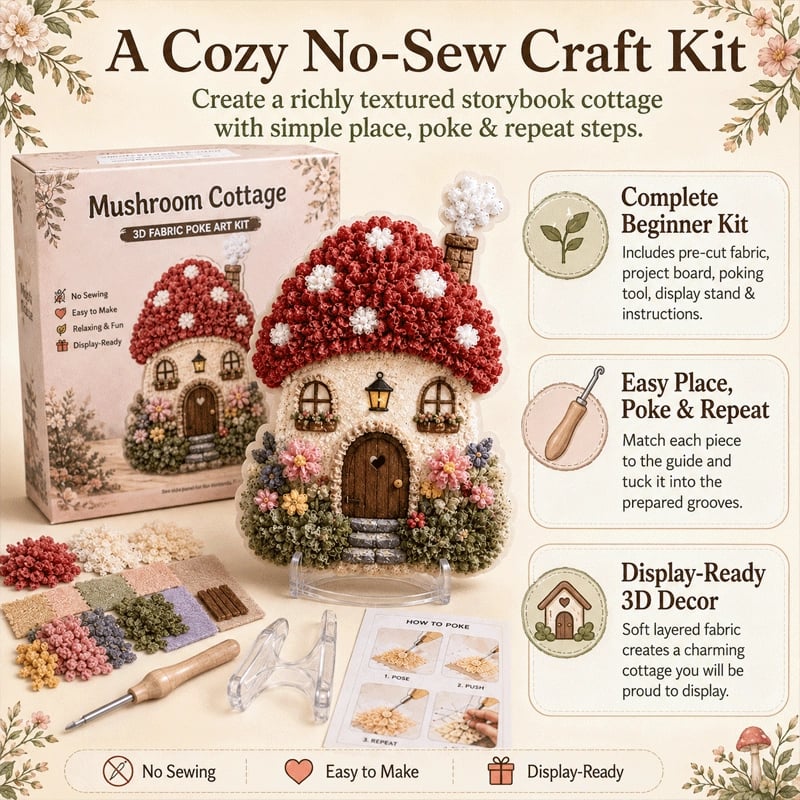 🏡Seamless 3D Textile Art Kit Fairy Village ✨