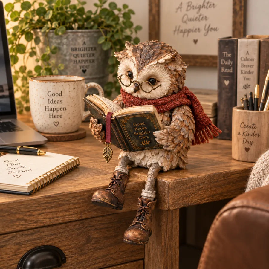 🦉📚 Reading Owl Figurine--a little friend for every quiet chapter