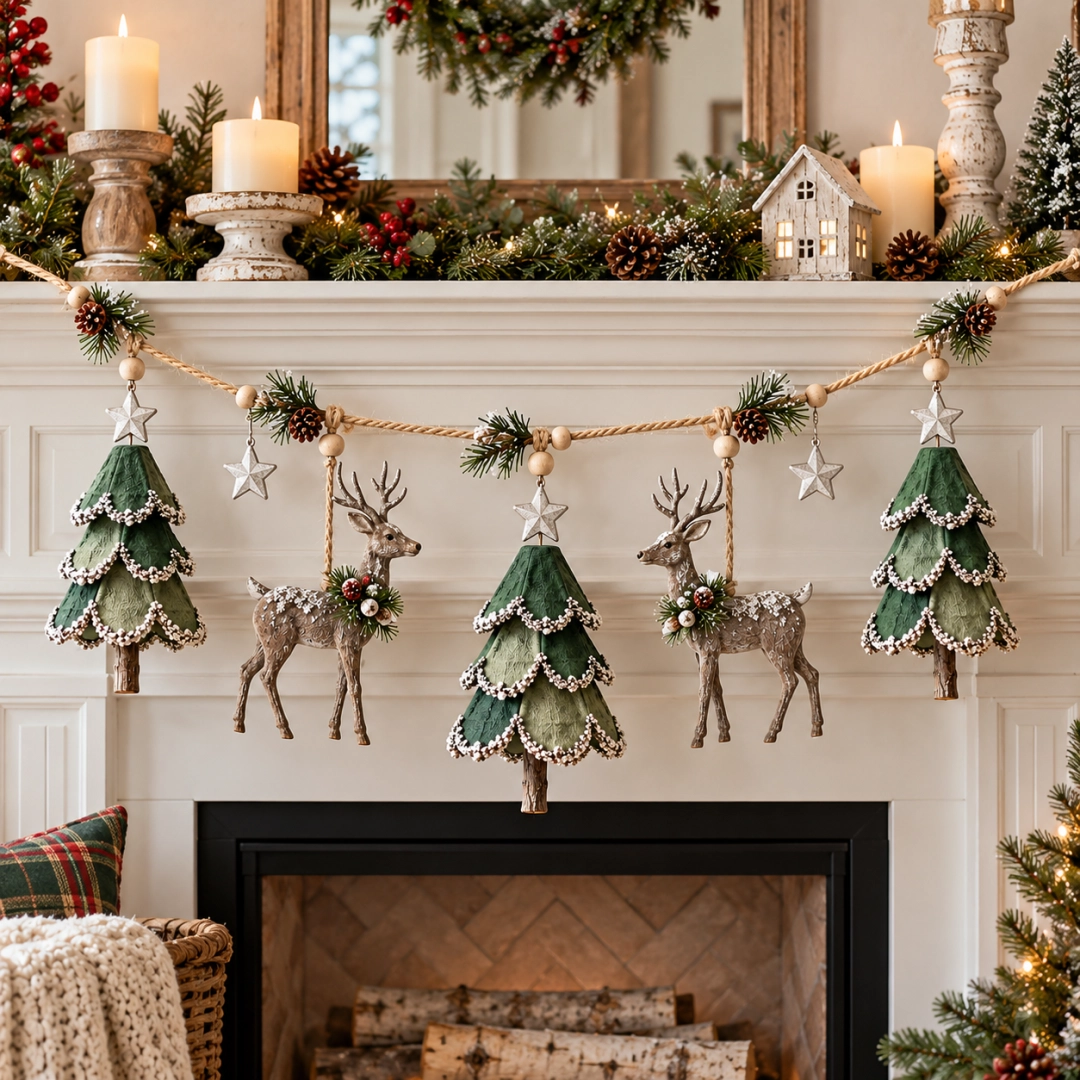 🎄💫Lighted Woodland Christmas Garland