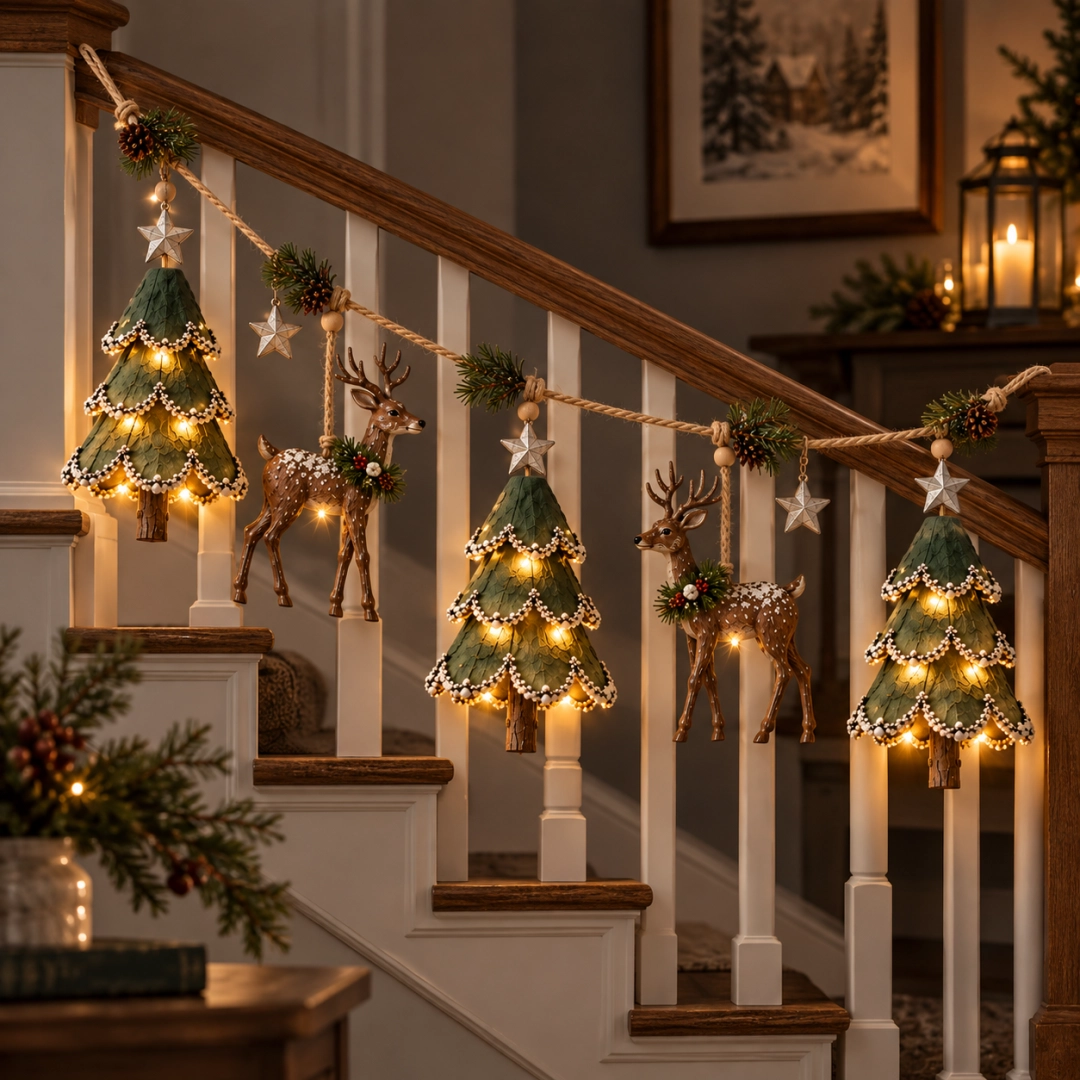 🎄💫Lighted Woodland Christmas Garland