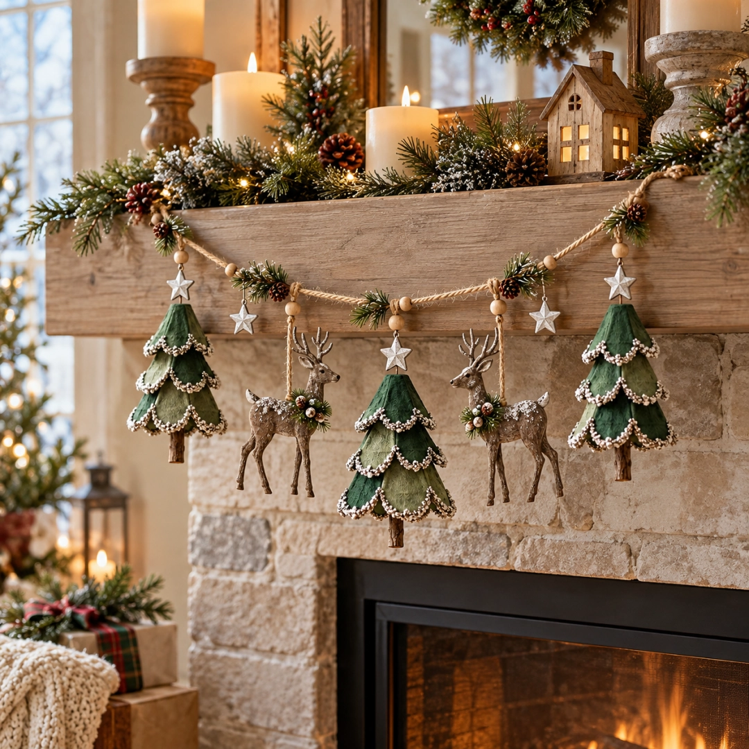 🎄💫Lighted Woodland Christmas Garland