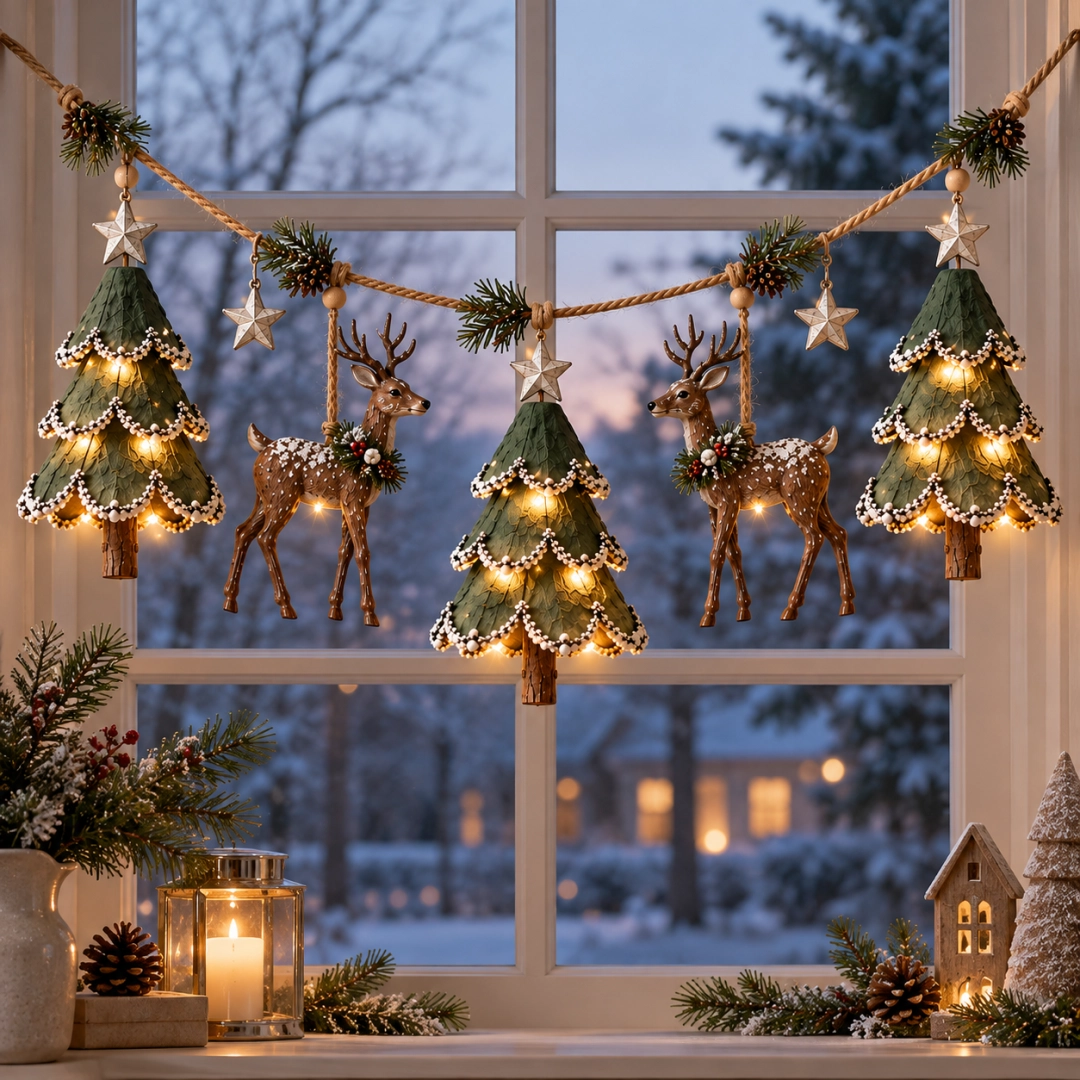 🎄💫Lighted Woodland Christmas Garland