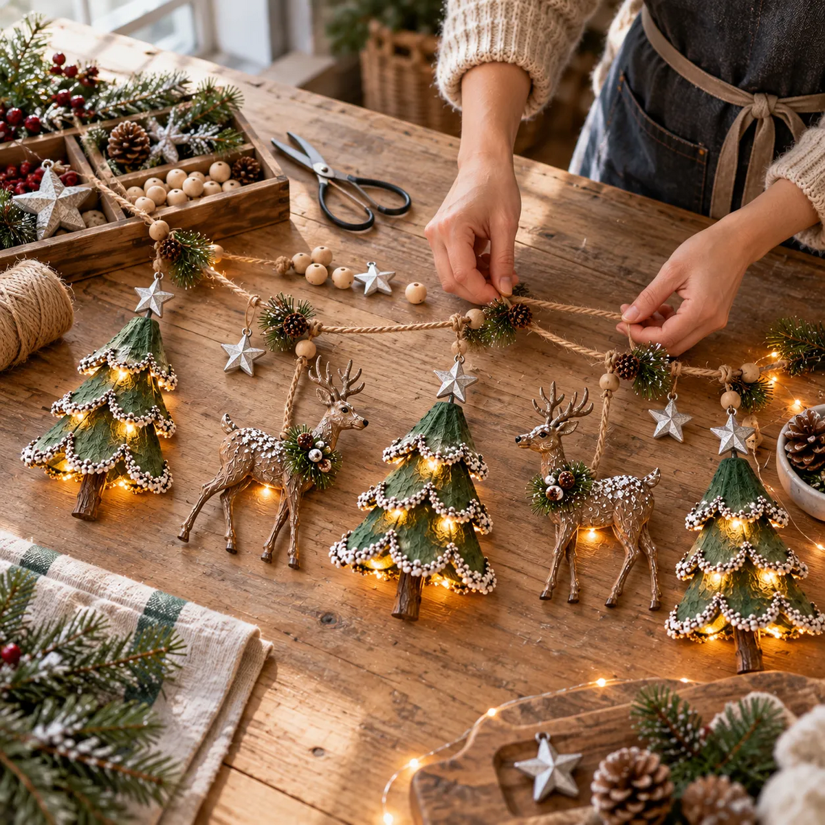 🎄💫Lighted Woodland Christmas Garland