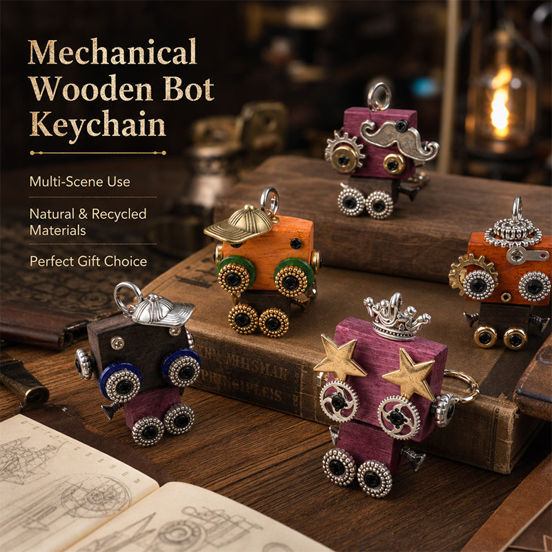 🤖 Handmade Original Cute Punk Robot Wooden Pendant