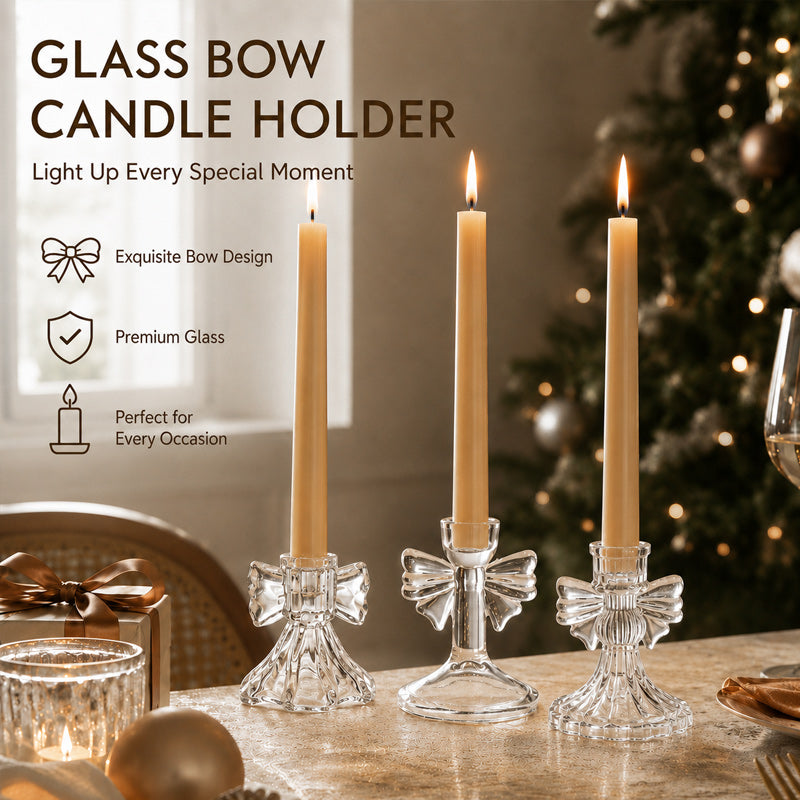 🕯️🎀 Crystal Bow Candle Holder — Romantic Table Deco