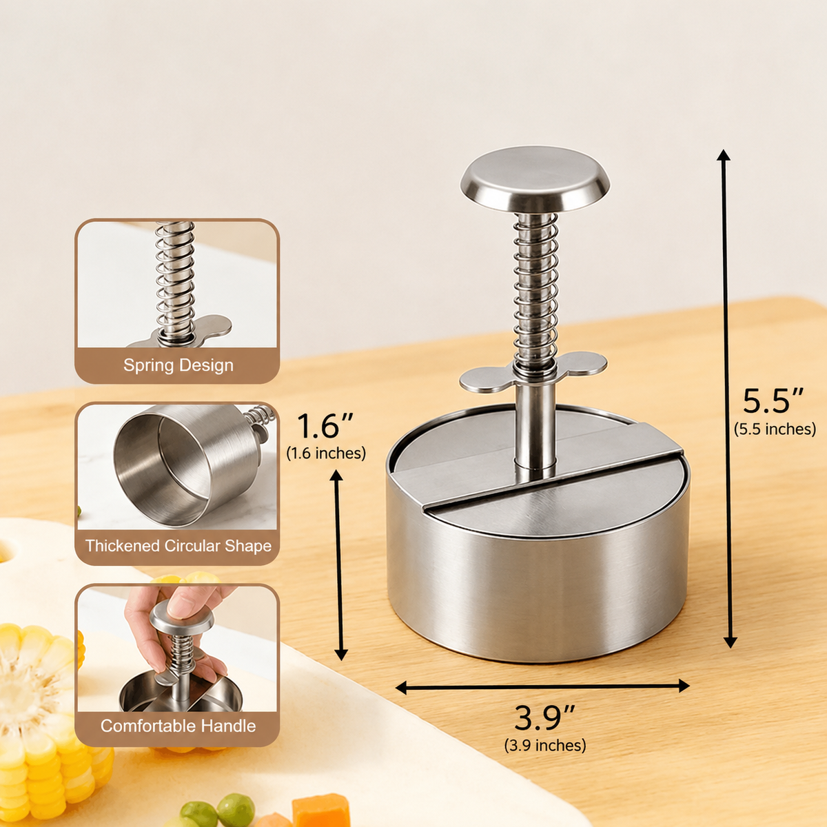 🍔 Stainless Steel Burger Press | Make Perfect Even Patties Easily