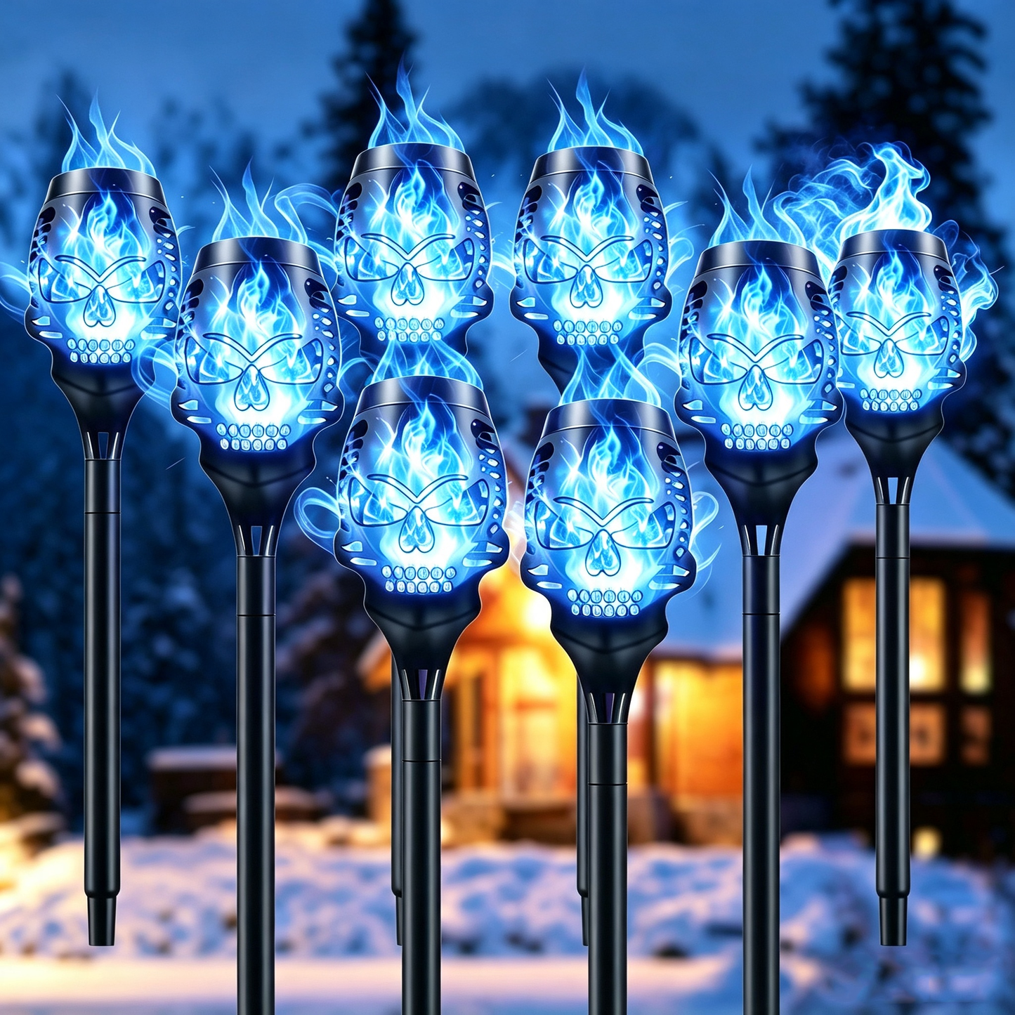 💀 Solar Skull Flame Torch Lights — Flickering Purple Flames for a Spooky Halloween Garden! ✨