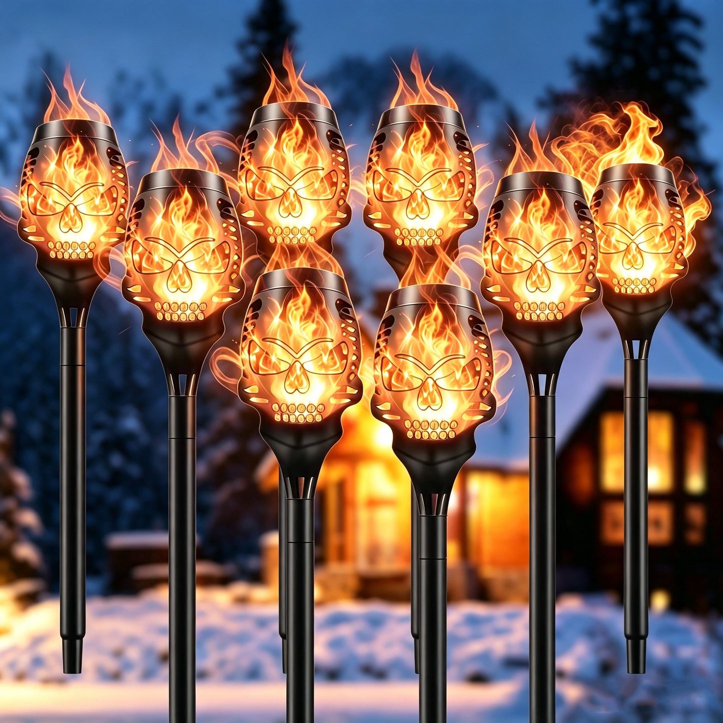 💀 Solar Skull Flame Torch Lights — Flickering Purple Flames for a Spooky Halloween Garden! ✨