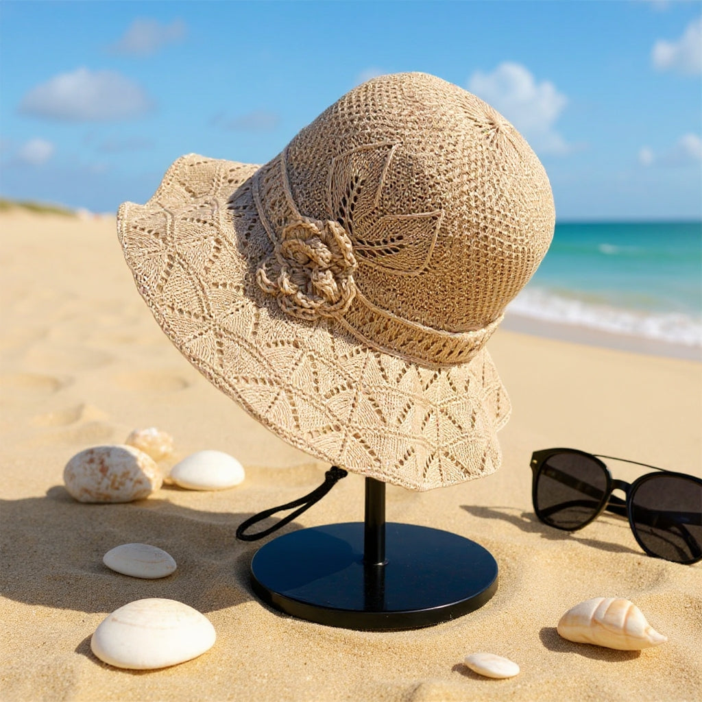 ✨A combination of style and breathability--🌸Floral pattern perforated bucket hat