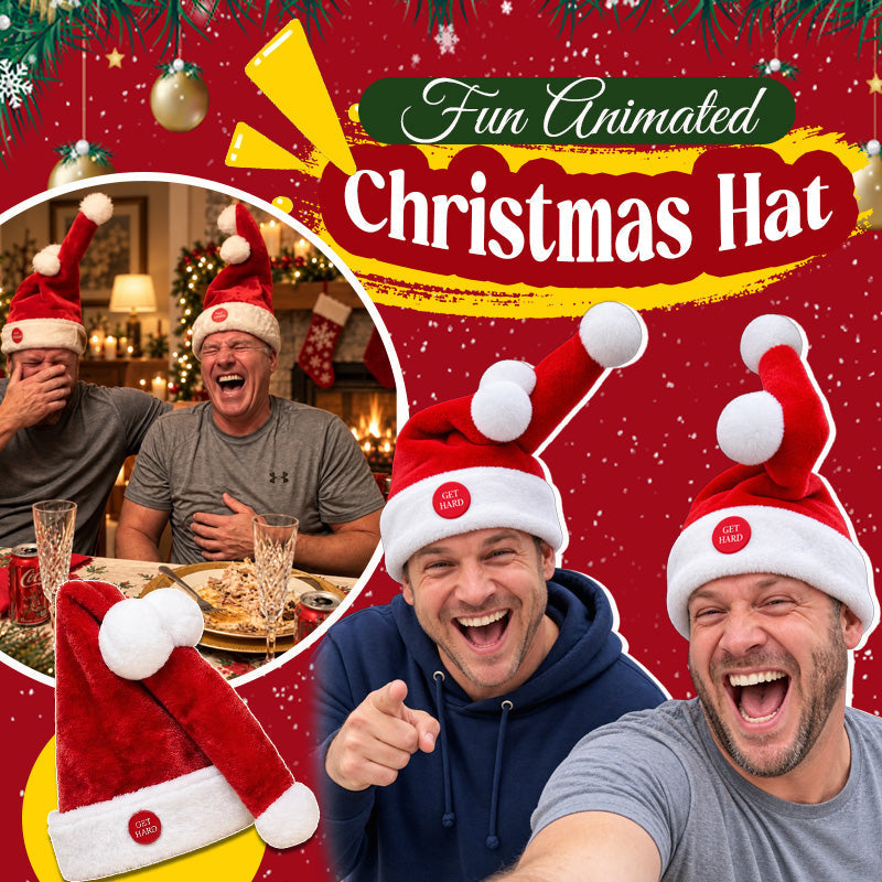 🎅😂 Funny Moving Santa Hat--press the button and watch it move